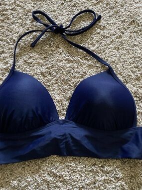 aerie Navy Scoop Bikini Top